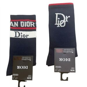 2 Pair Dior Outlet Men's Navy and White Socks